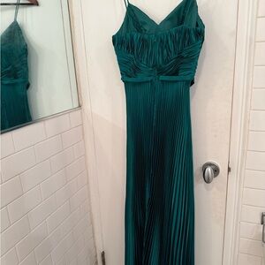 Betsy & Adam Teal Pleated Maxi Dress